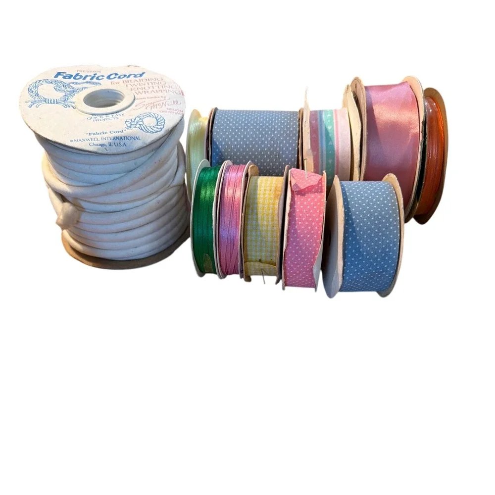Maxwell Offray Vintage Ribbon Fabric Cord Lot Mixed Sizes Multicolor 80s 90s